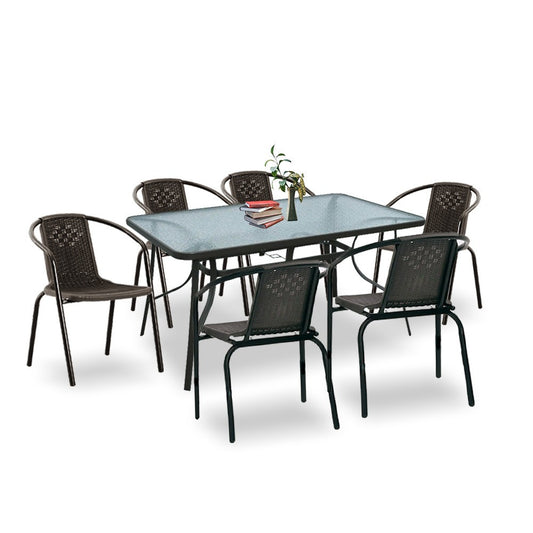 Elzas 6+1 kerti bútor garnitúra szett barna