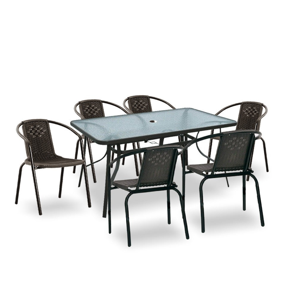 Elzas 6+1 kerti bútor garnitúra szett barna_1