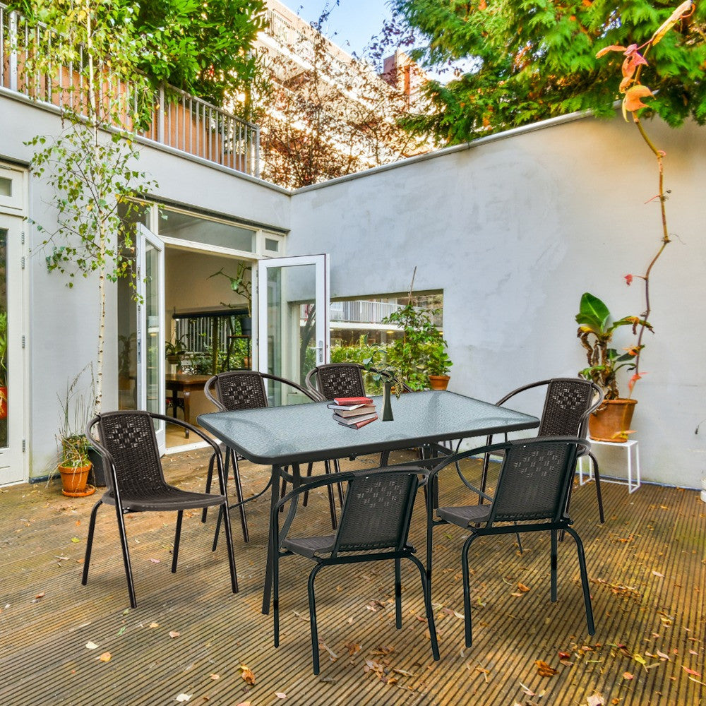 Elzas 6+1 kerti bútor garnitúra szett barna_2