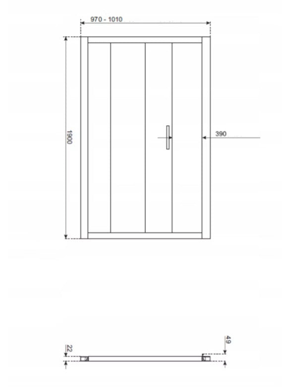 Zoom P 100x80 szögletes zuhanykabin tálca nélkül