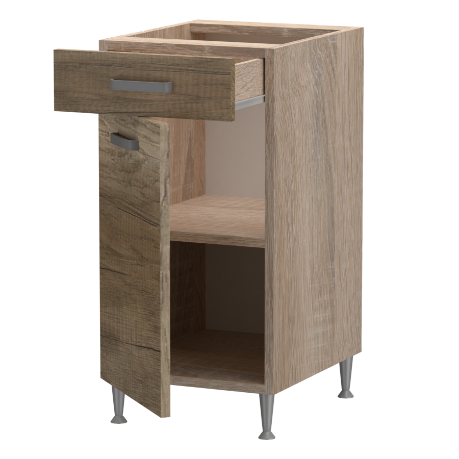 Emma alsó 1 ajtós 1 fiókos jobbos balos 40 cm széles elem, egyéni