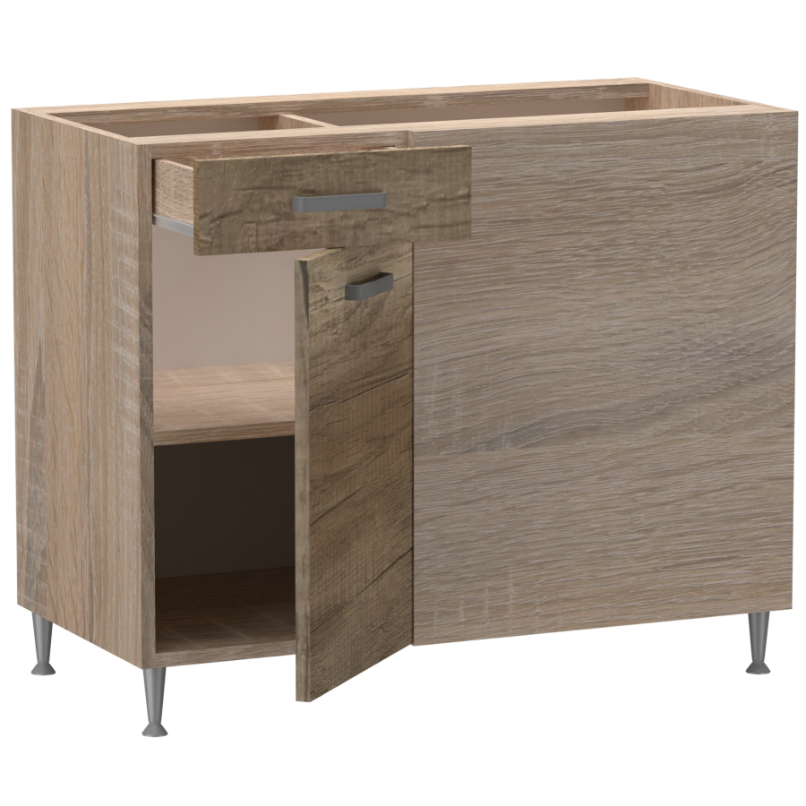 Emma alsó sarok 1 ajtós 1 fiókos jobbos 100 cm széles elem, egyéni