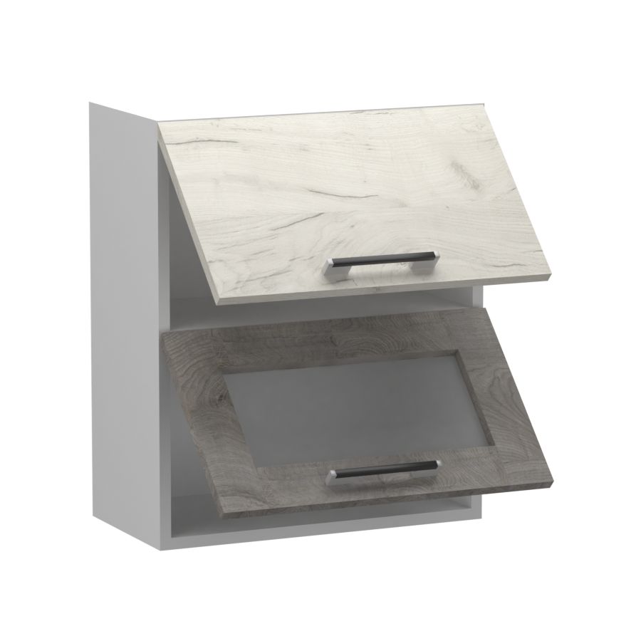 Fanni felső 2 felnyíló ajtós üveges 60 cm széles 72 cm magas elem, egyéni