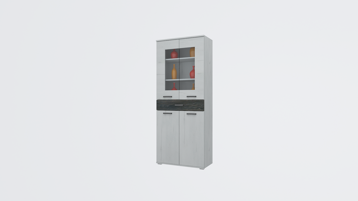 Corpus Next Moon Vitrin 80 cm /Korpusz:Fehér Tölgy ,Front:Fehér Tölgy-Canterbury/