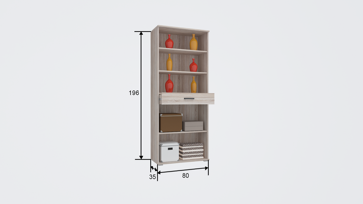 Corpus Next Moon Vitrin 80 cm /Korpusz:Fehér Tölgy ,Front:Fehér Tölgy-Canterbury/