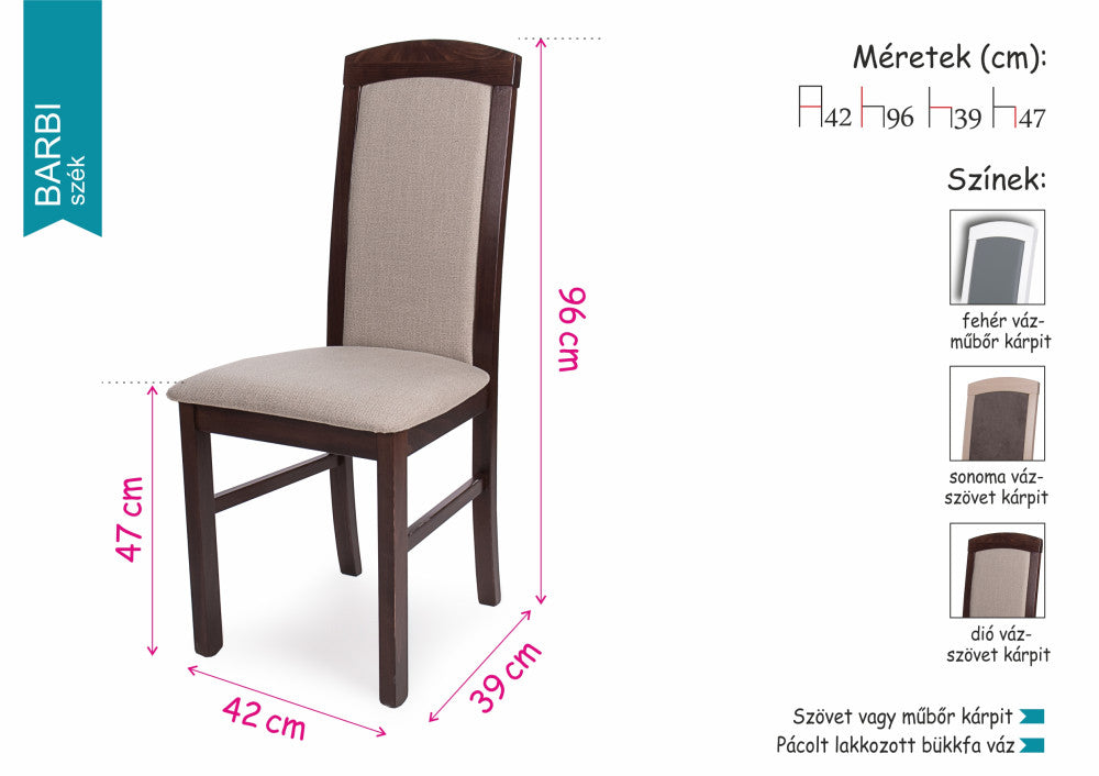 Barbi szék Piano étkezőasztallal  - étkezőgarnitúra