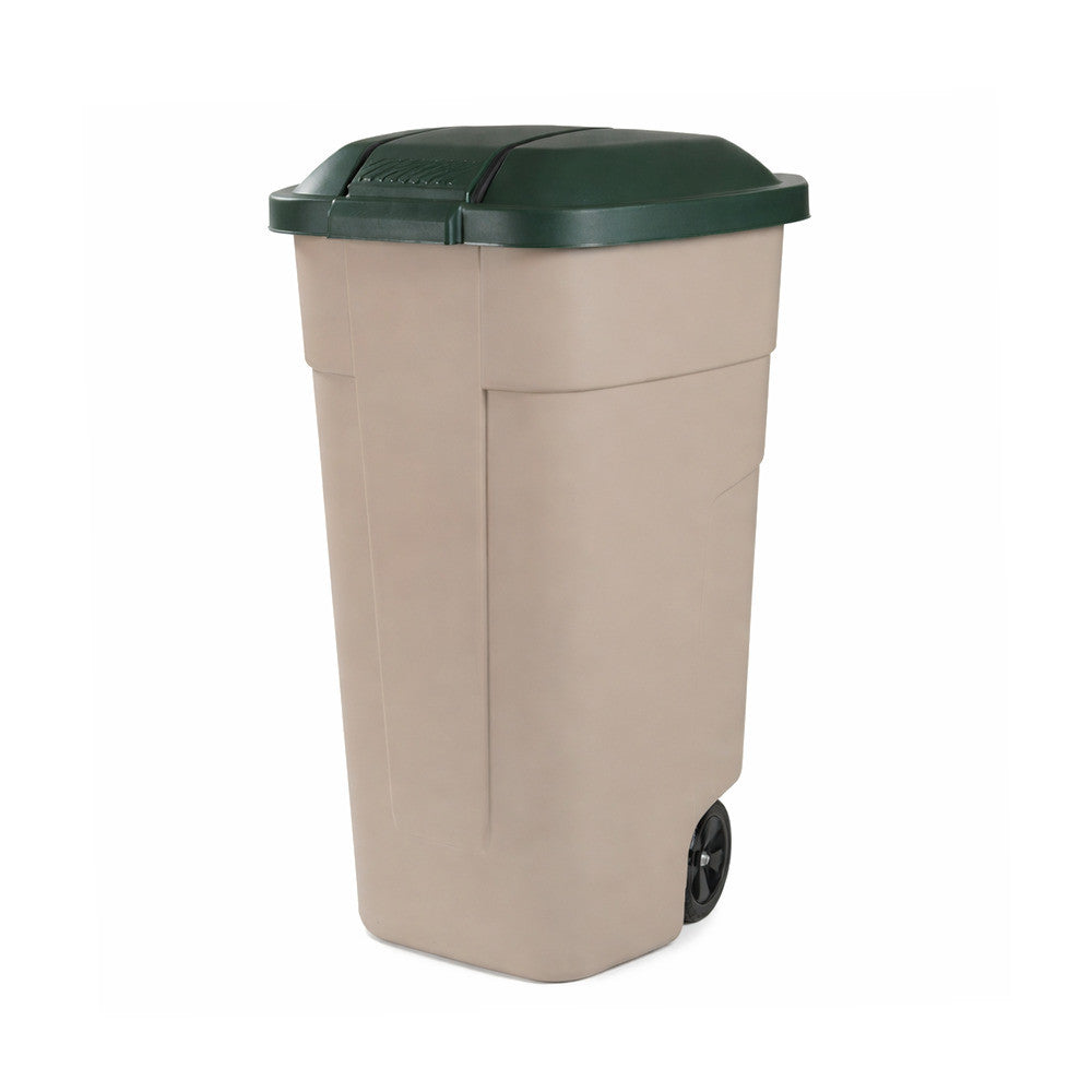 Műanyag kültéri szemetes 110l beige-zöld