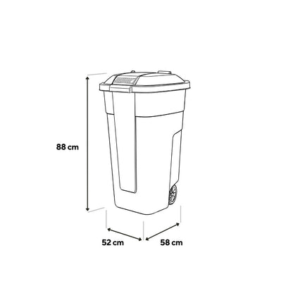Műanyag kültéri szemetes 110l beige-zöld