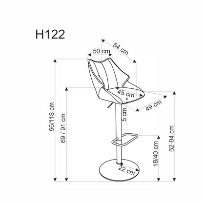 H122 bárszék, fekete / szürke