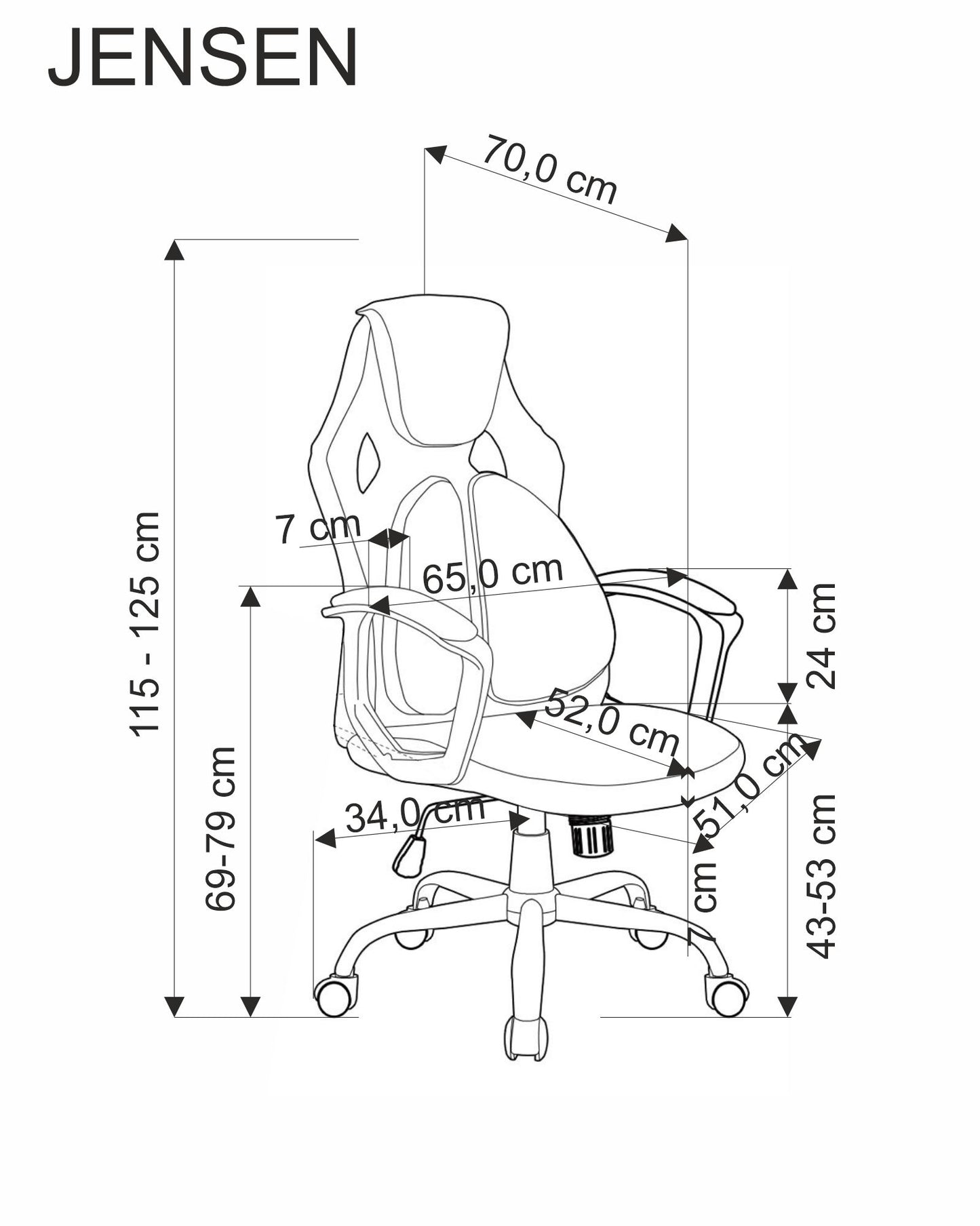 JENSEN irodai szék, fekete / szürke / piros