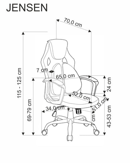 JENSEN irodai szék, fekete / szürke / piros