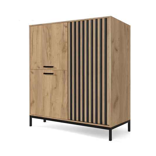LAMINO KM-2 láda, kézműves tölgyfa / fekete