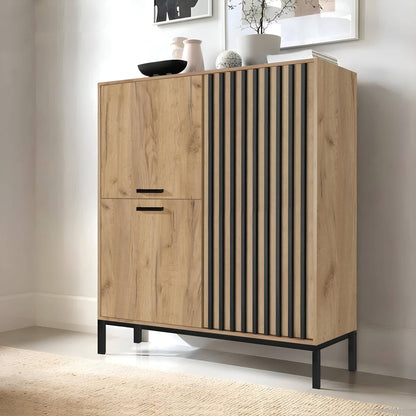 LAMINO KM-2 láda, kézműves tölgyfa / fekete