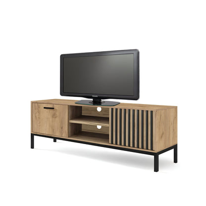 LAMINO RTV-1, TV-állvány, kézműves tölgyfa / fekete