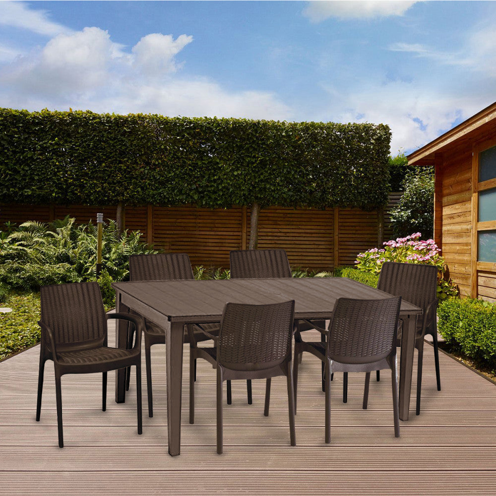 Fubali 6+1 kerti bútor garnitúra szett színben barna színben