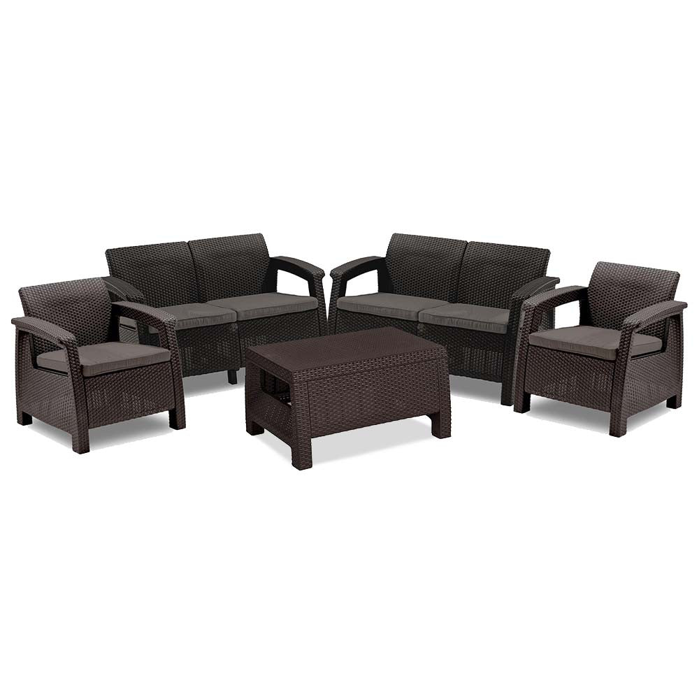 Corfu Big kerti bútor garnitúra szett barna színben