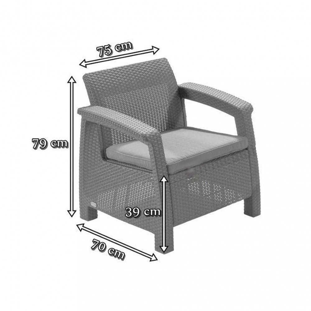 Corfu Big kerti bútor garnitúra szett barna színben