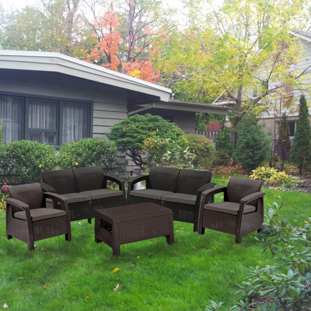 Corfu Big kerti bútor garnitúra szett barna színben