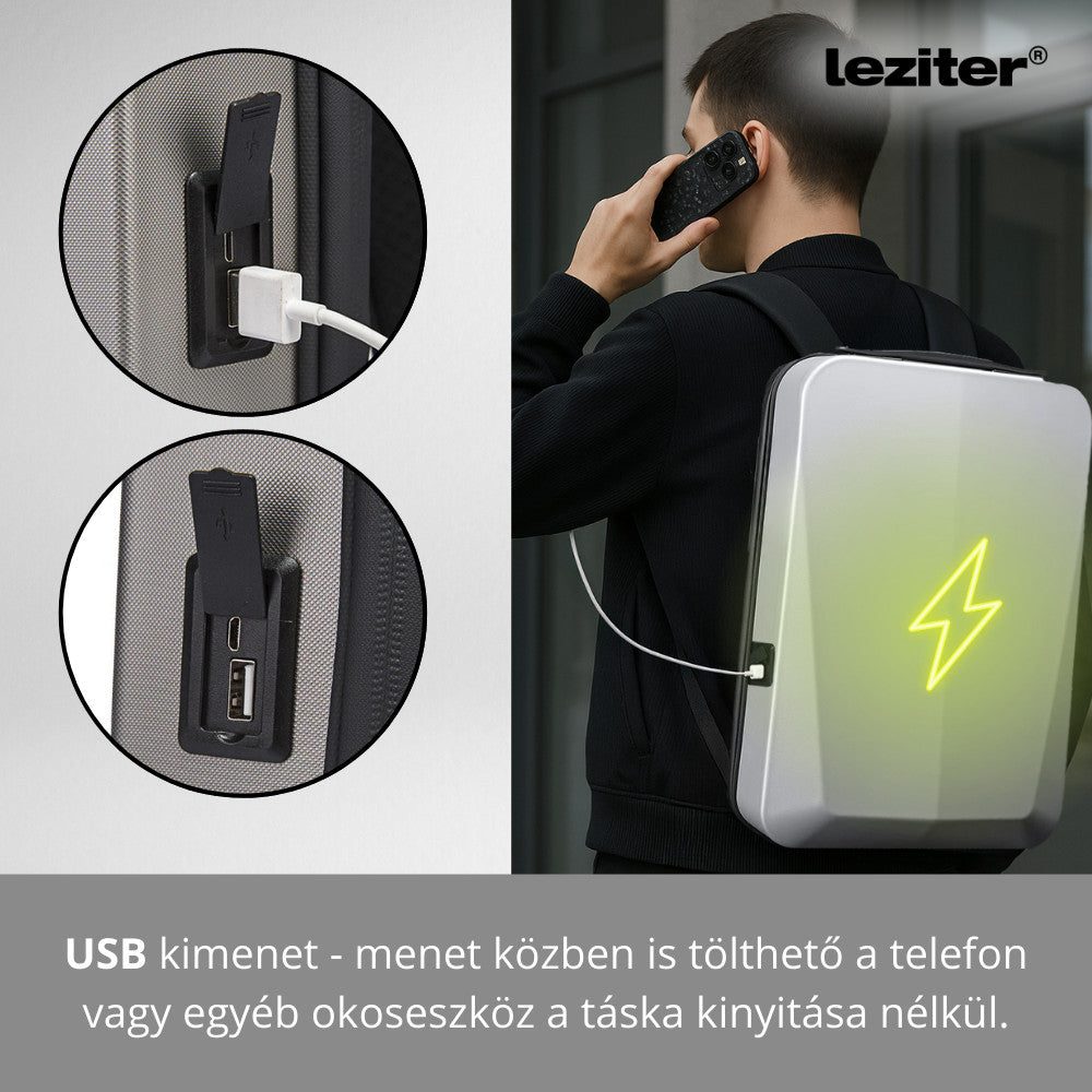 Axen merevített Usb-s laptop hátizsák fekete