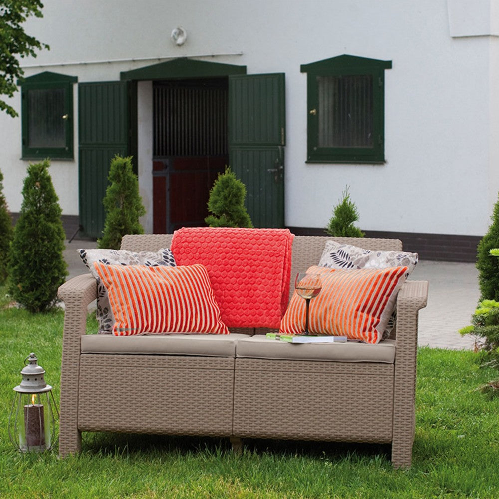 Corfu love seat, cappuccino színben, homok párnával_2