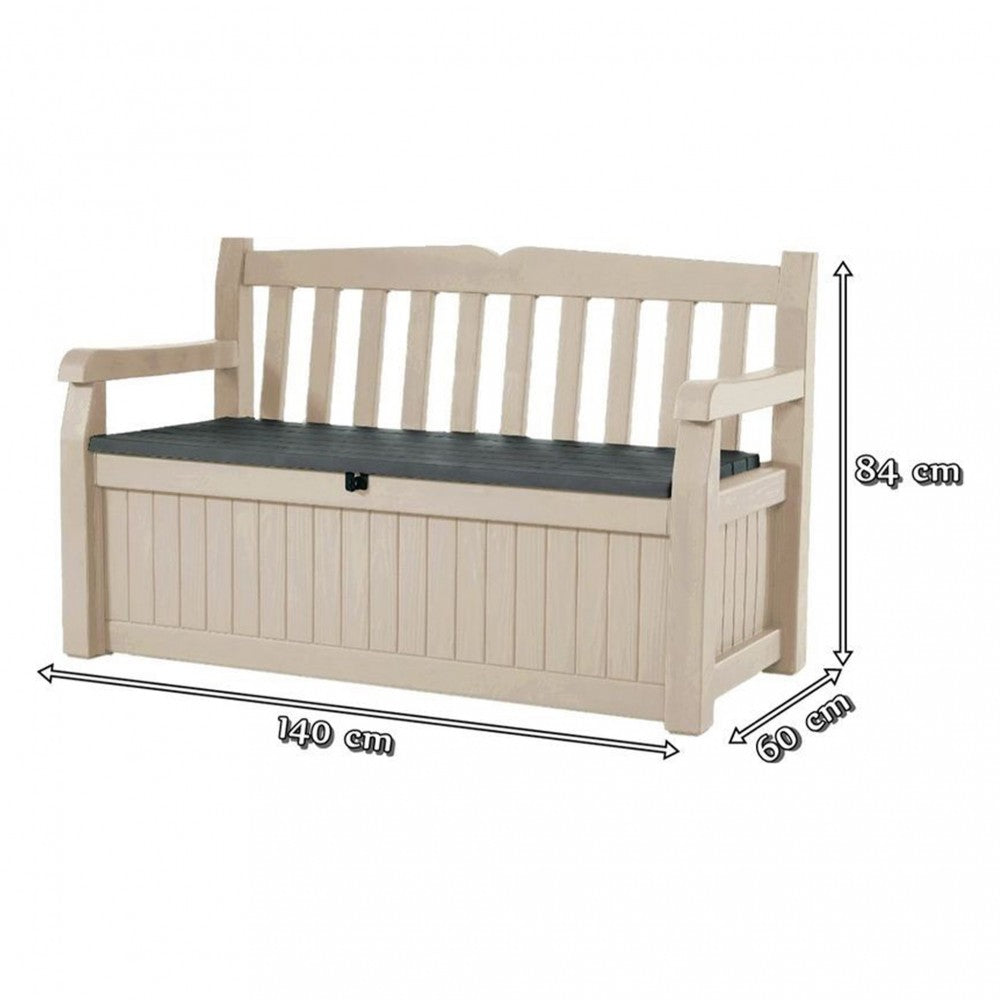 Eden Garden Bench pad és tároló, barna-beige színben
