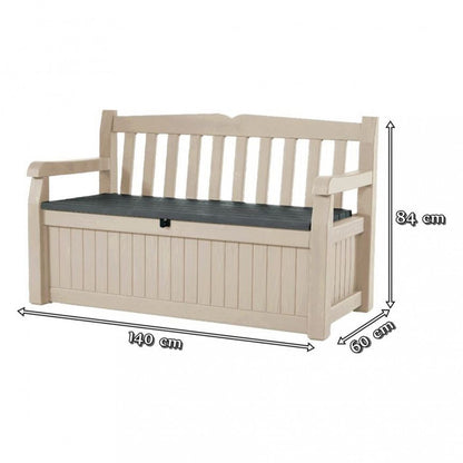 Eden Garden Bench pad és tároló, barna-beige színben