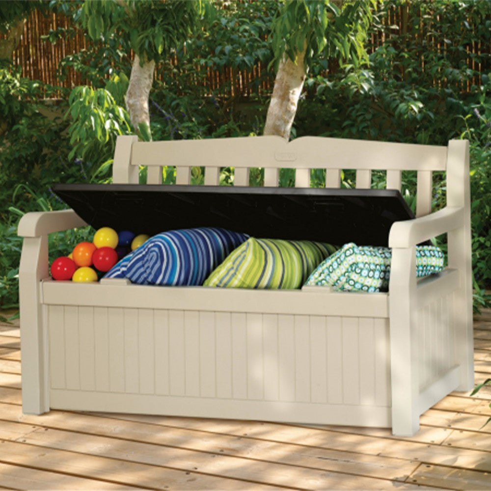 Eden Garden Bench pad és tároló, barna-beige színben