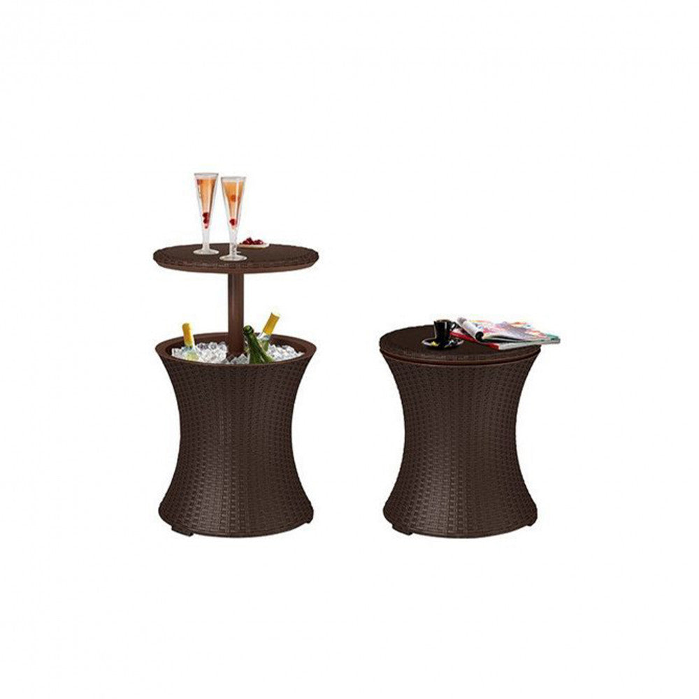 Cool Bar Rattan kerti italtartó asztal, whiskey barna színben_1