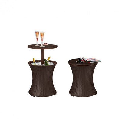 Cool Bar Rattan kerti italtartó asztal, whiskey barna színben_1