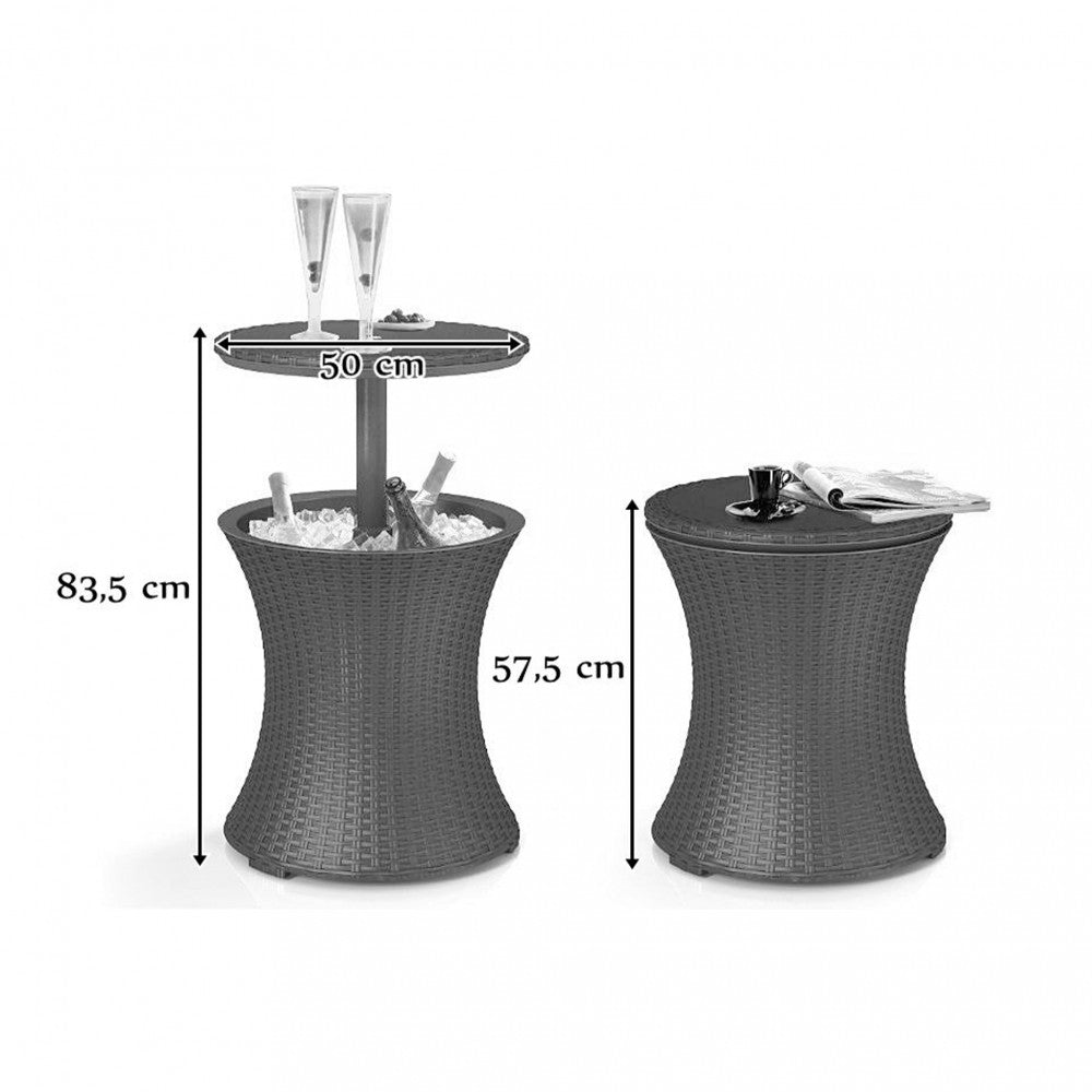 Cool Bar Rattan kerti italtartó asztal, whiskey barna színben_2