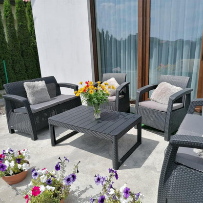 Corfu Large II Lyon 6+1 kerti bútor garnitúra szett grafit színben