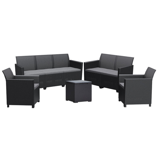 Claire V 7 személyes kerti bútor garnitúra vigo tárolós asztallal grafit