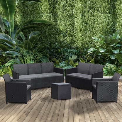 Claire V 7 személyes kerti bútor garnitúra vigo tárolós asztallal grafit