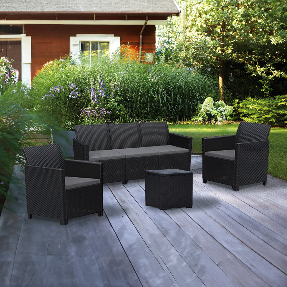 Claire IV 5 személyes kerti bútor garnitúra vigo tárolós asztallal grafit