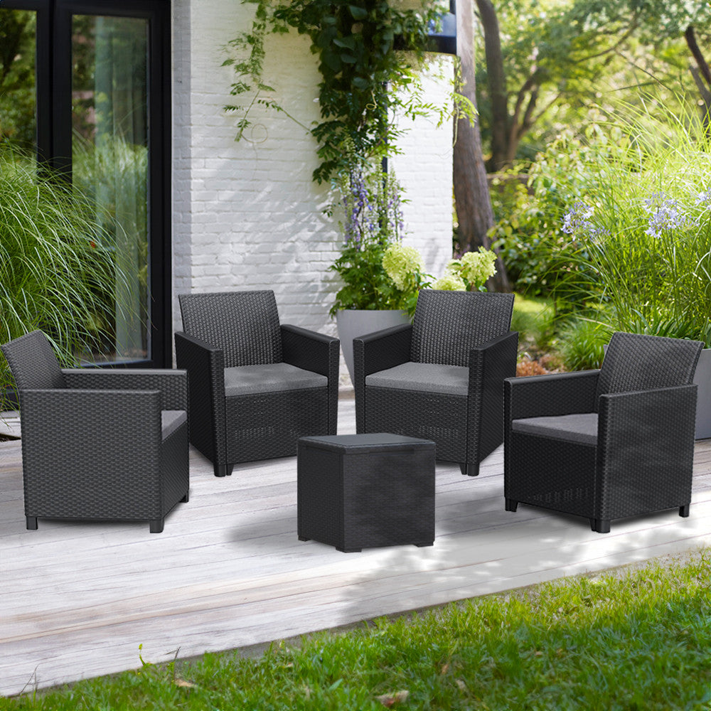 Claire V 4 személyes kerti bútor garnitúra vigo tárolós asztallal grafit