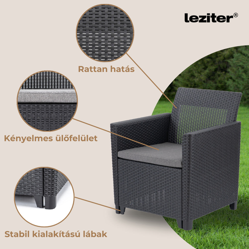 Claire V 4 személyes kerti bútor garnitúra vigo tárolós asztallal grafit