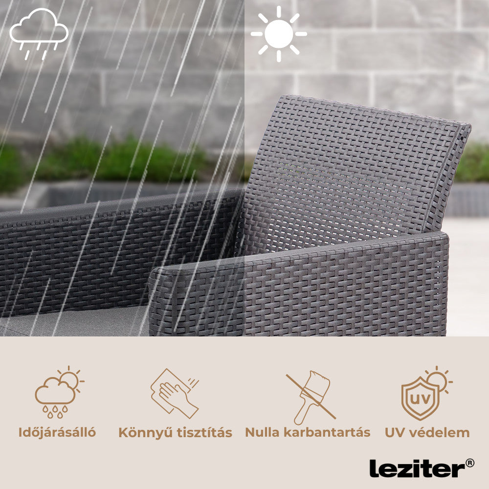 Claire V 4 személyes kerti bútor garnitúra vigo tárolós asztallal grafit