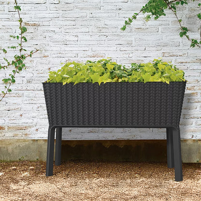 Splendor megemelt műanyag kerti virágláda 120l fonott rattan antracit
