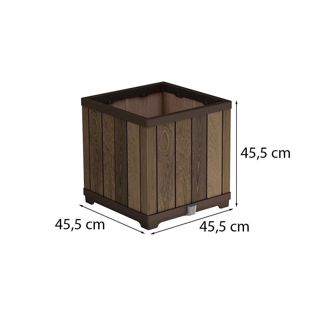 Deco szögletes műanyag virágláda 61 L dió