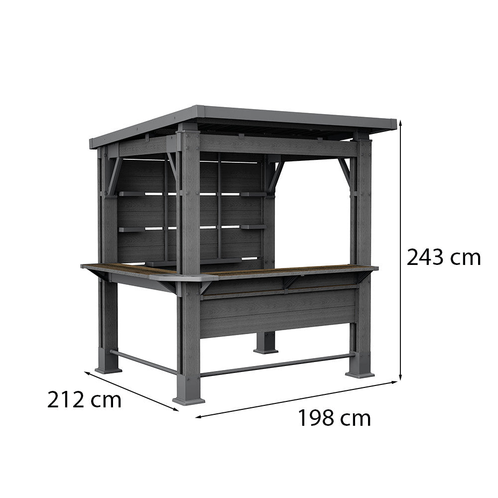 Bar gazebo műanyag kerti pavilon grafit