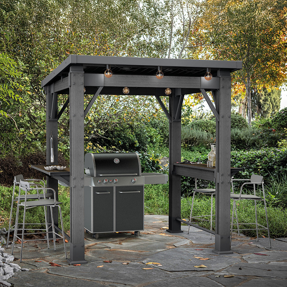 Grill gazebo műanyag kerti pavilon grafit