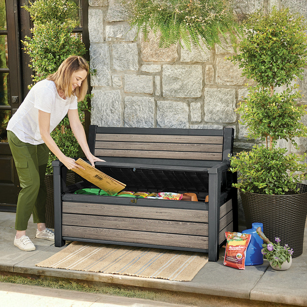 Decocoat műanyag kerti pad/tároló 227 L kőris