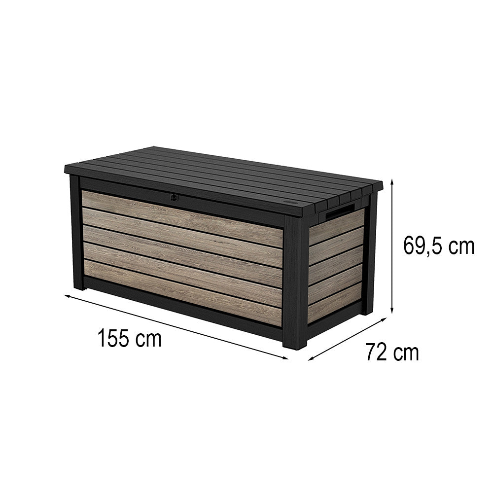 Decocoat műanyag kerti láda 630 L kőris