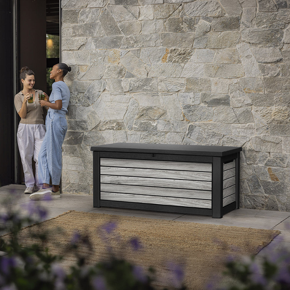 Decocoat műanyag kerti láda 630 l viharszürke