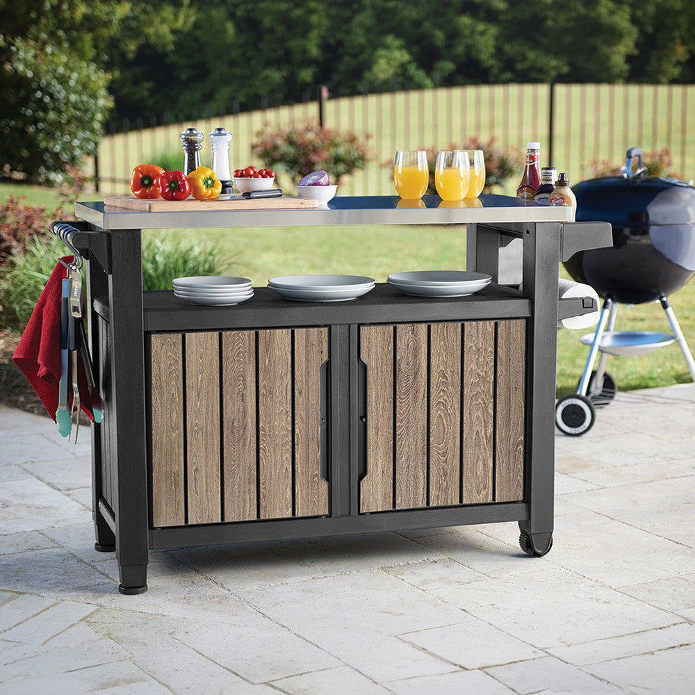 Decocoat unity műanyag xl kerti grill asztal 207l kőrisfa