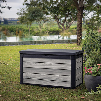 Decocoat műanyag kerti lád 380 l viharszürke