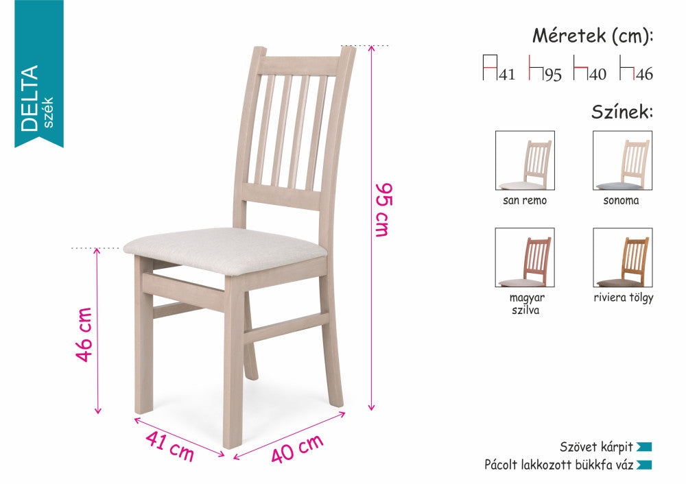 Delta szék Félix étkezőasztallal  - étkezőgarnitúra