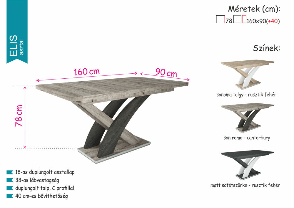 Elis étkezőasztal Kitty székkel  - étkezőgarnitúra