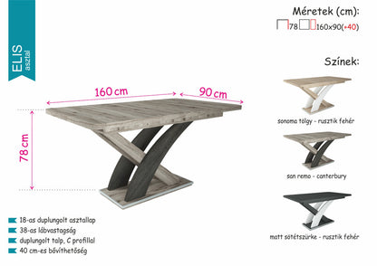 Elis étkezőasztal Kitty székkel  - étkezőgarnitúra