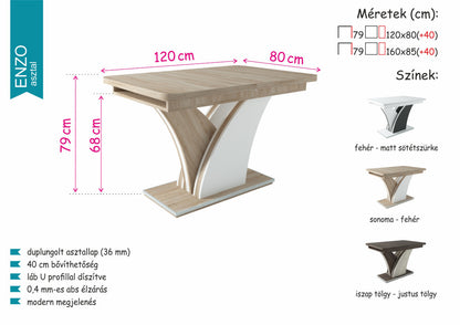 Enzo étkezőasztal Berta székkel - étkezőgarnitúra